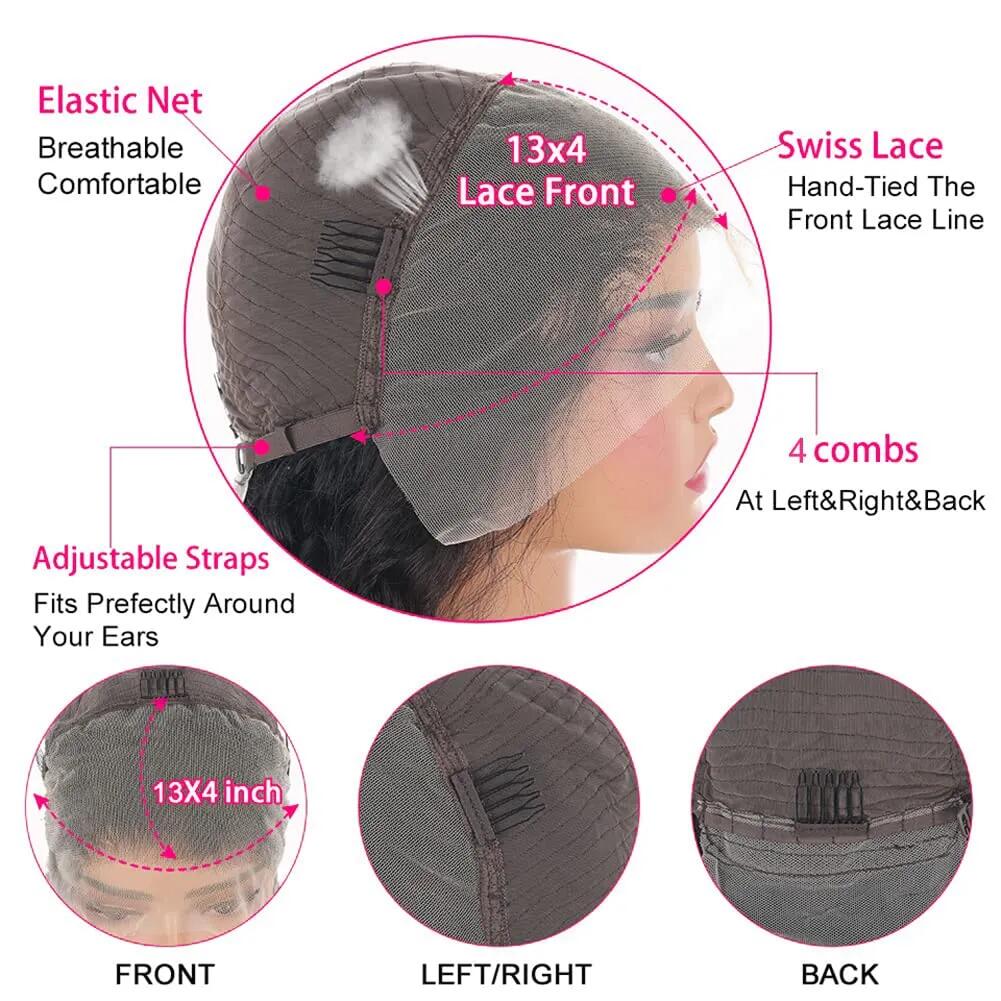Loose Wave High Density13x4 Transparent Swiss Lace Frontal Wig Human Hair Wigs