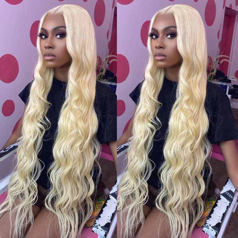 Blonde Color 613# Body Wave 13x4 Lace Front Wig Transparent Lace