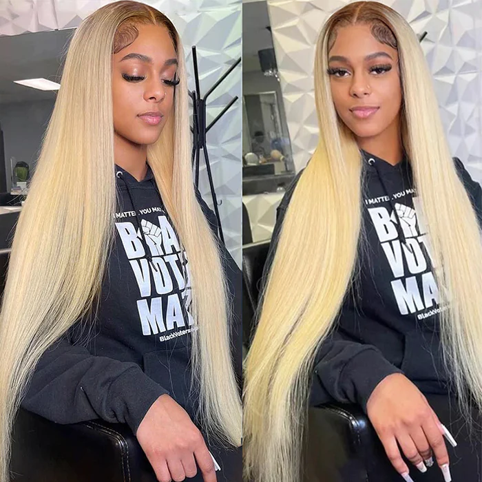 Ombre Blonde T4/613# Full Frontal Wig 13x4/13x6 Straight Lace Wig