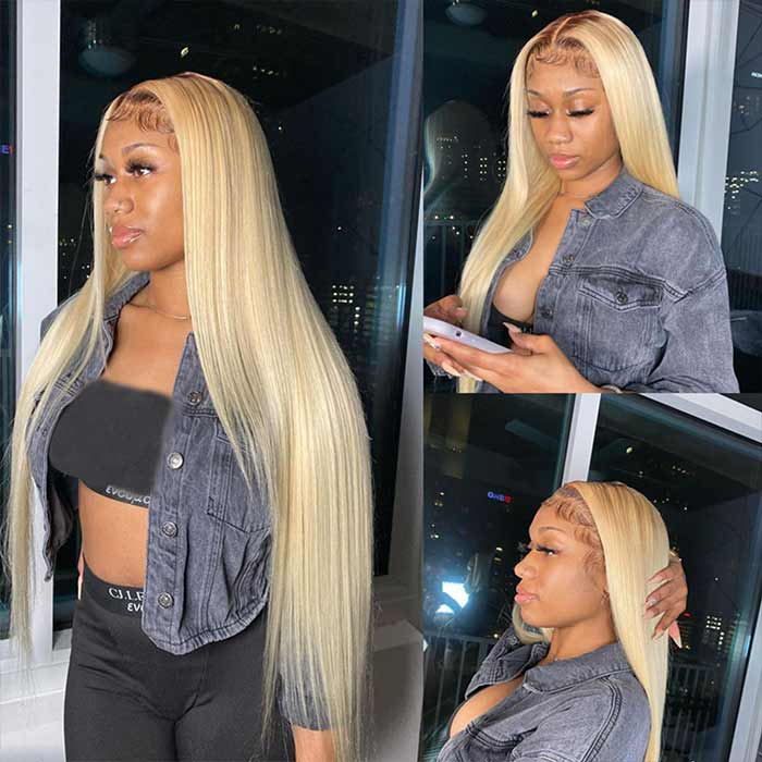 Ombre Blonde T4/613# Full Frontal Wig 13x4/13x6 Straight Lace Wig
