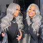 Transparent Lace Luxury Gray Color Full Frontal Wig Body Wave