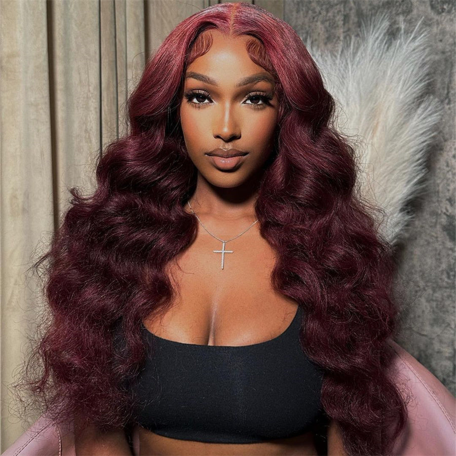 Transparent Lace 99J Body Wave 13x4/13x6 Lace Frontal Wig Larger Parting Space
