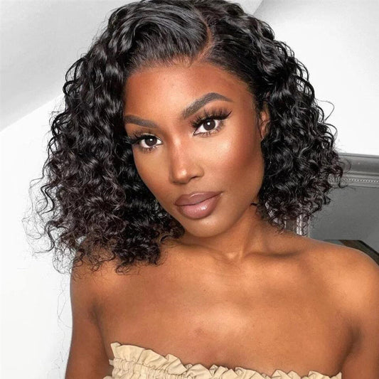 Full Frontal Bob Wig Deep Wave Short Lace Closure Bob Wig