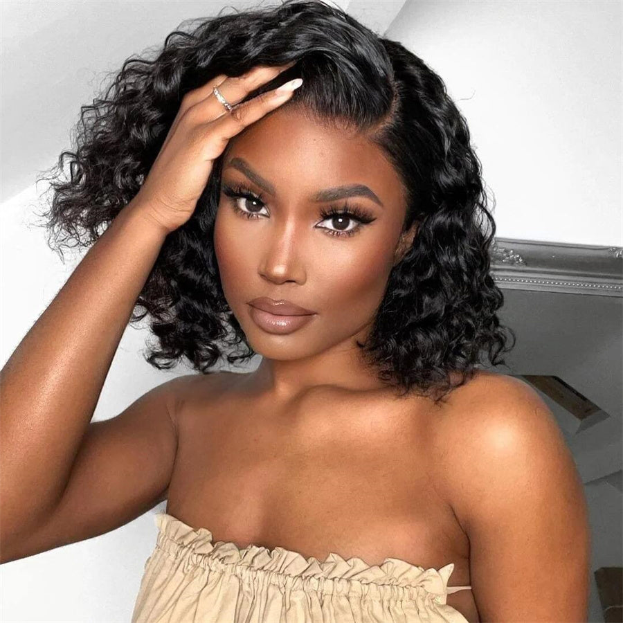 Full Frontal Bob Wig Deep Wave Short Lace Closure Bob Wig