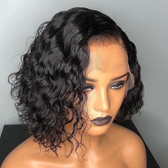 Full Frontal Bob Wig Deep Wave Short Lace Closure Bob Wig