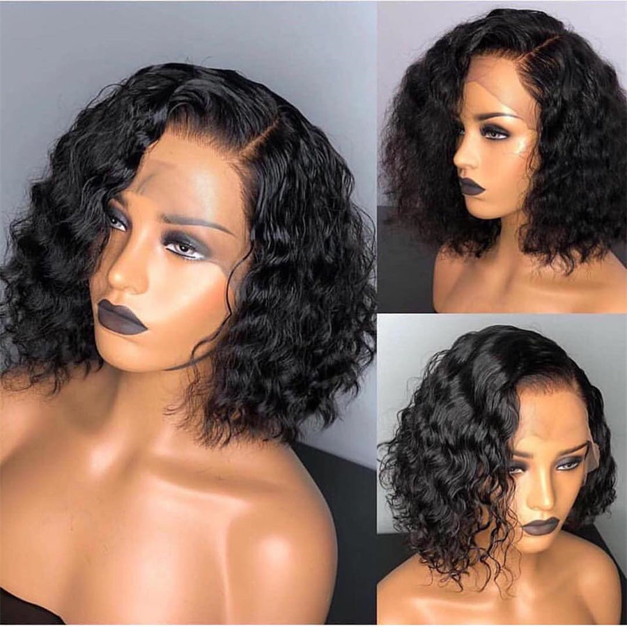 Full Frontal Bob Wig Deep Wave Short Lace Closure Bob Wig