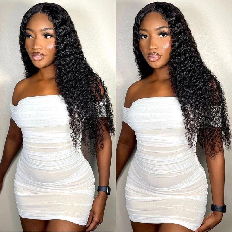 Pre Plucked Natural Hairline Deep Curly Transparent Lace Closure Wig