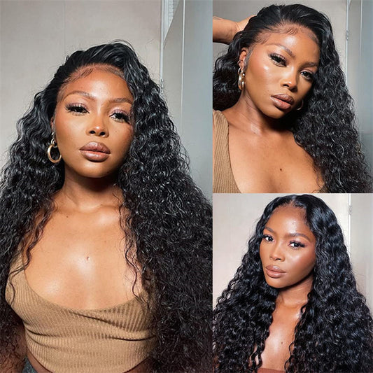 Pre Plucked Natural Hairline Deep Curly Transparent Lace Closure Wig