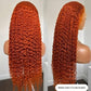 Pre Colored Ginger Orange Deep Curly Human Hair Lace Frontal Wig