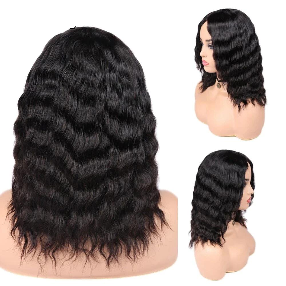 Short Bob Wig Deep Wave Lace Closure Wig Transparent Lace Frontal Bob Wig