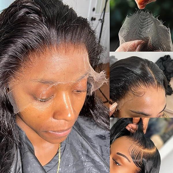 Invisible Lace Skin Melted HD Lace Frontal Wig Middle Parted Natural Wavy Hair