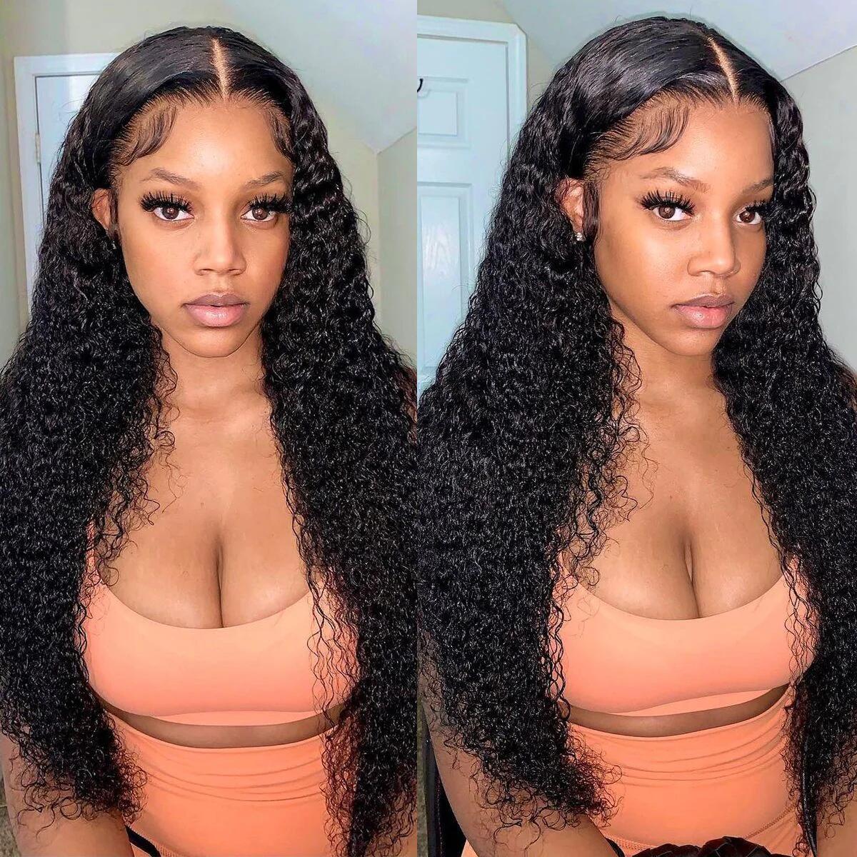 210% Density Real Swiss HD Lace Closure Wig Kinky Curly Lace Wigs