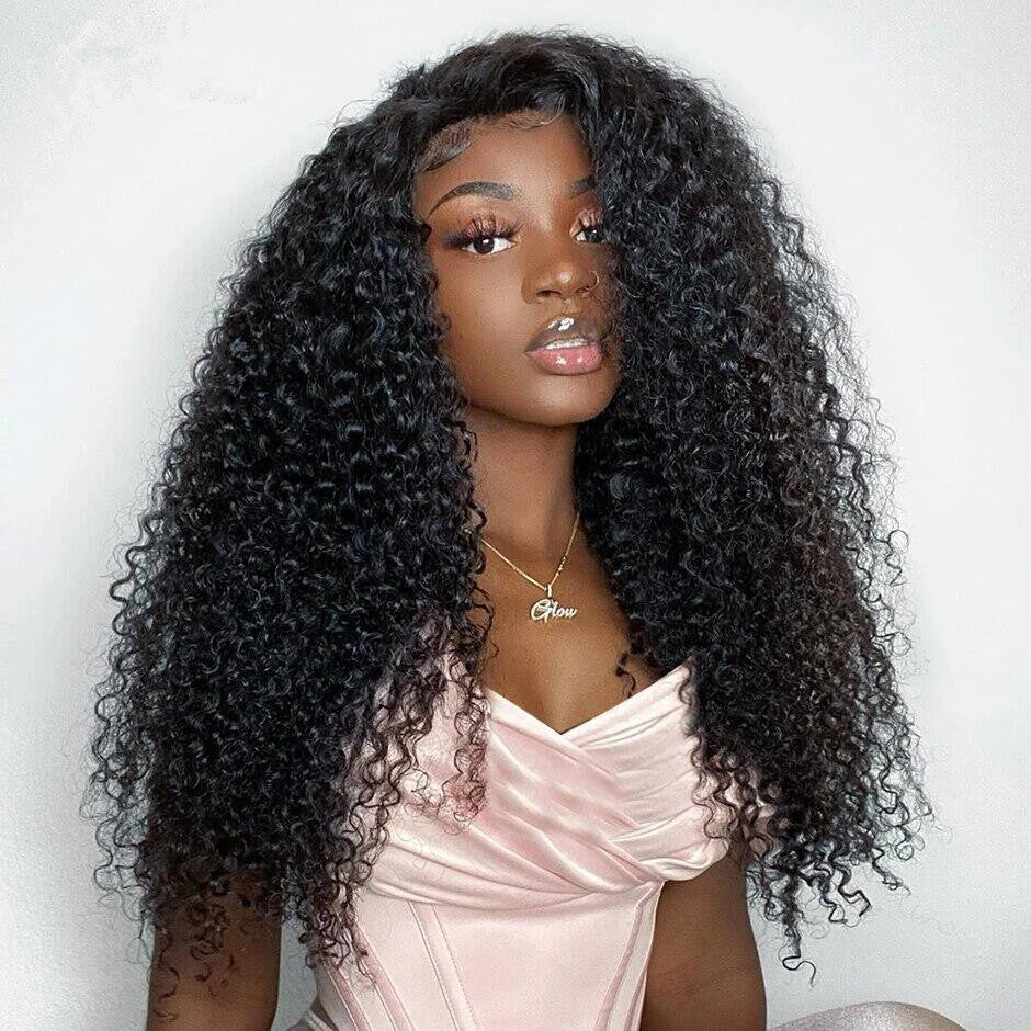 210% Density Real Swiss HD Lace Closure Wig Kinky Curly Lace Wigs