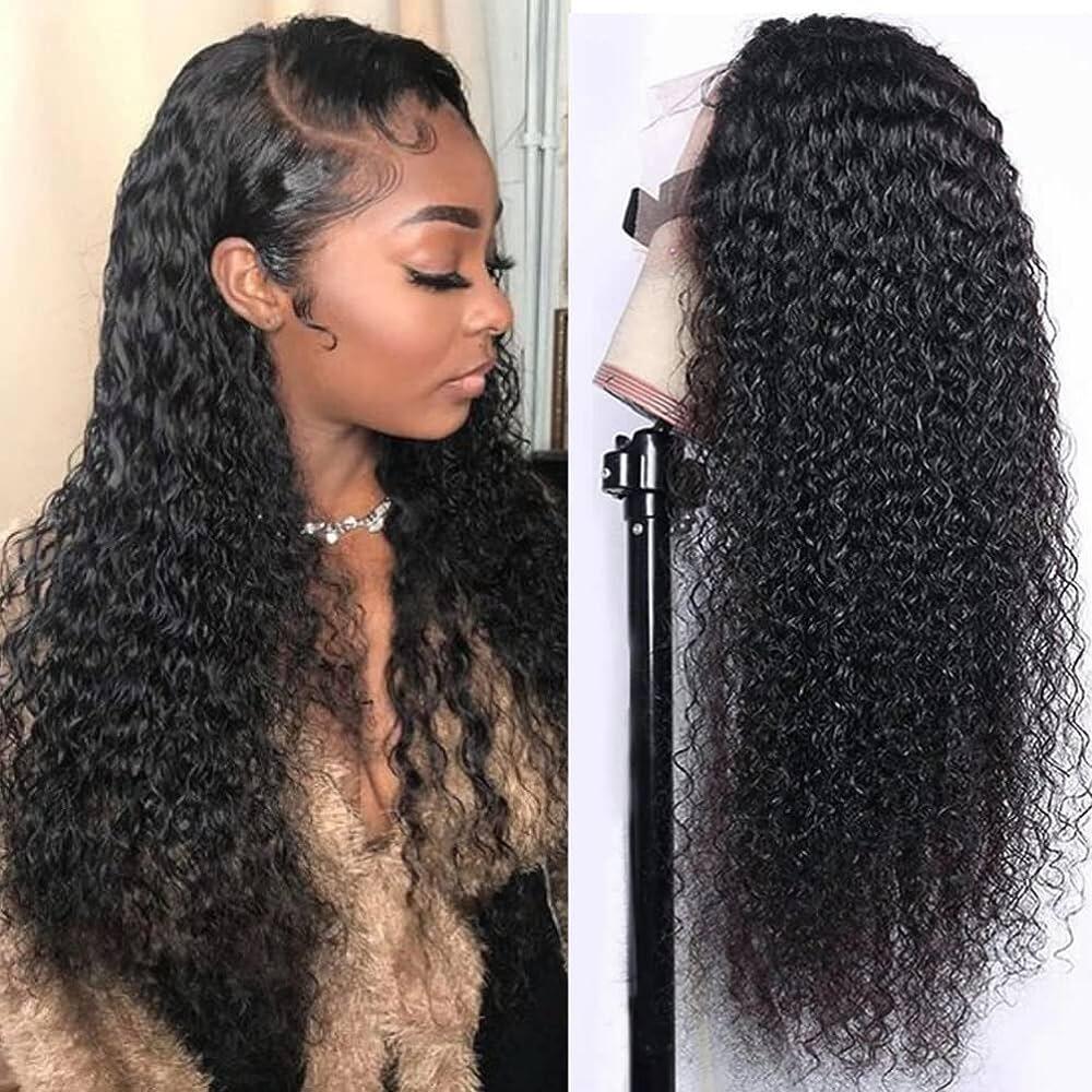 210% Density Real Swiss HD Lace Closure Wig Kinky Curly Lace Wigs