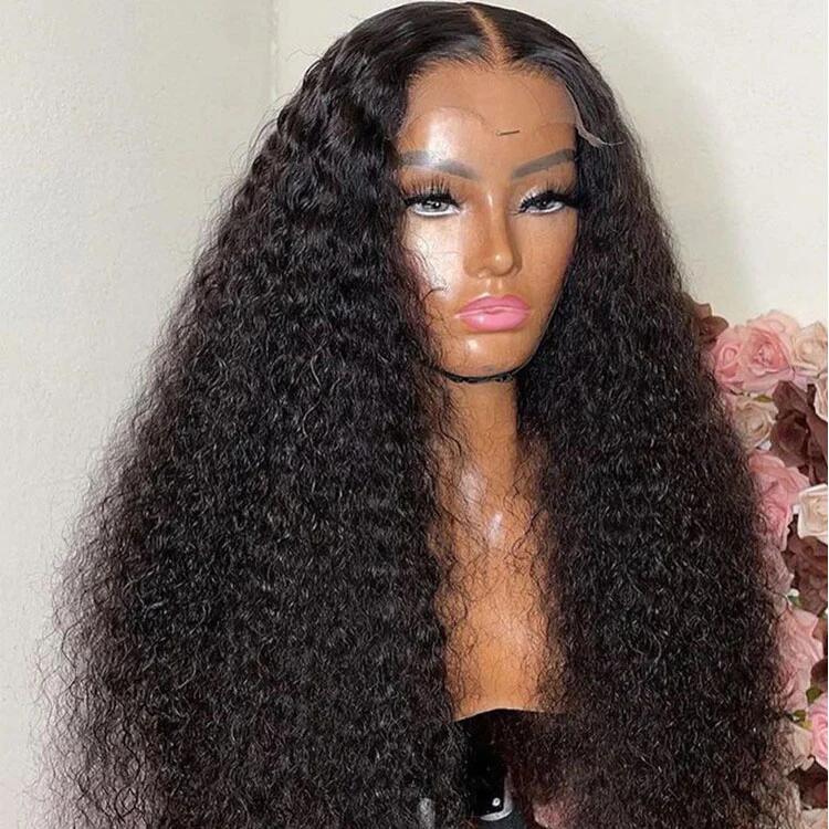 210% Density Real Swiss HD Lace Closure Wig Kinky Curly Lace Wigs