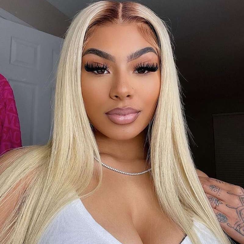 Affordable Ombre Blonde With Brown Roots 5x5 Lace Closure Wig Straight Hair