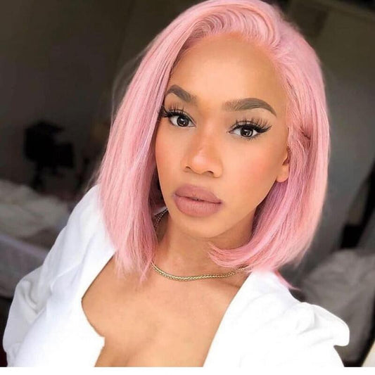 Most Popular Pink Color Short Bob Straight Wig 4x4/13x4 Lace Wig