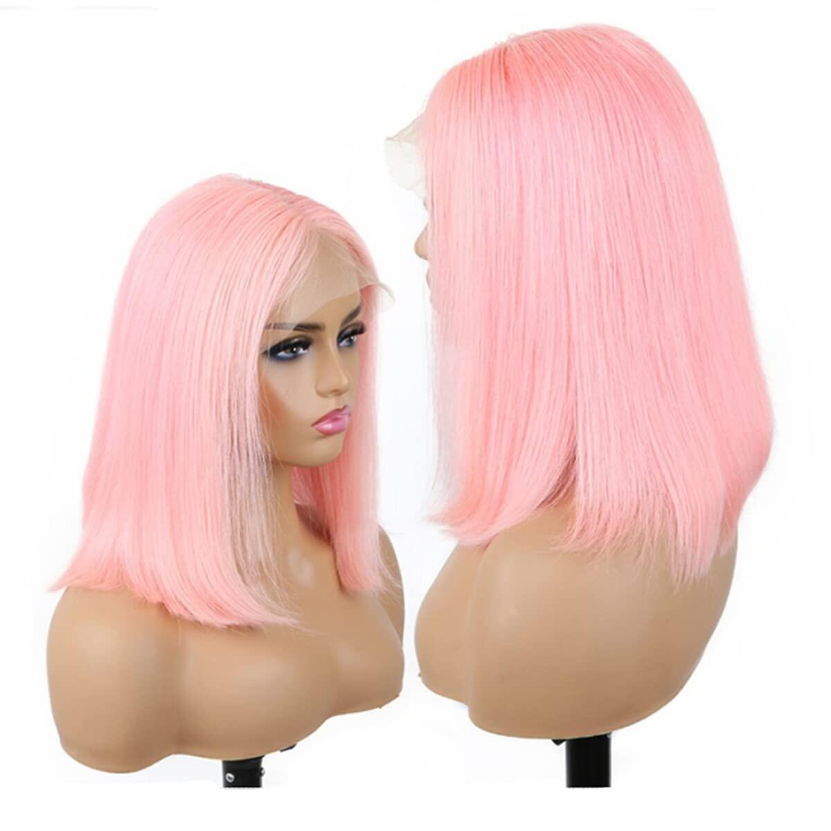 Most Popular Pink Color Short Bob Straight Wig 4x4/13x4 Lace Wig