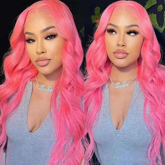 Body Wave Pink Color 13x4 Lace Frontal Wig Affordable 5x5 Lace Closure Wig