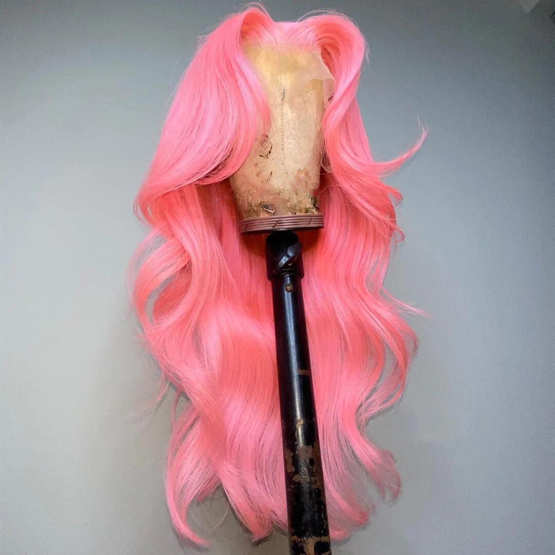 Body Wave Pink Color 13x4 Lace Frontal Wig Affordable 5x5 Lace Closure Wig
