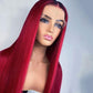 Real Swiss HD Lace Ombre Red Color Straight 13x4 Lace Frontal Wig