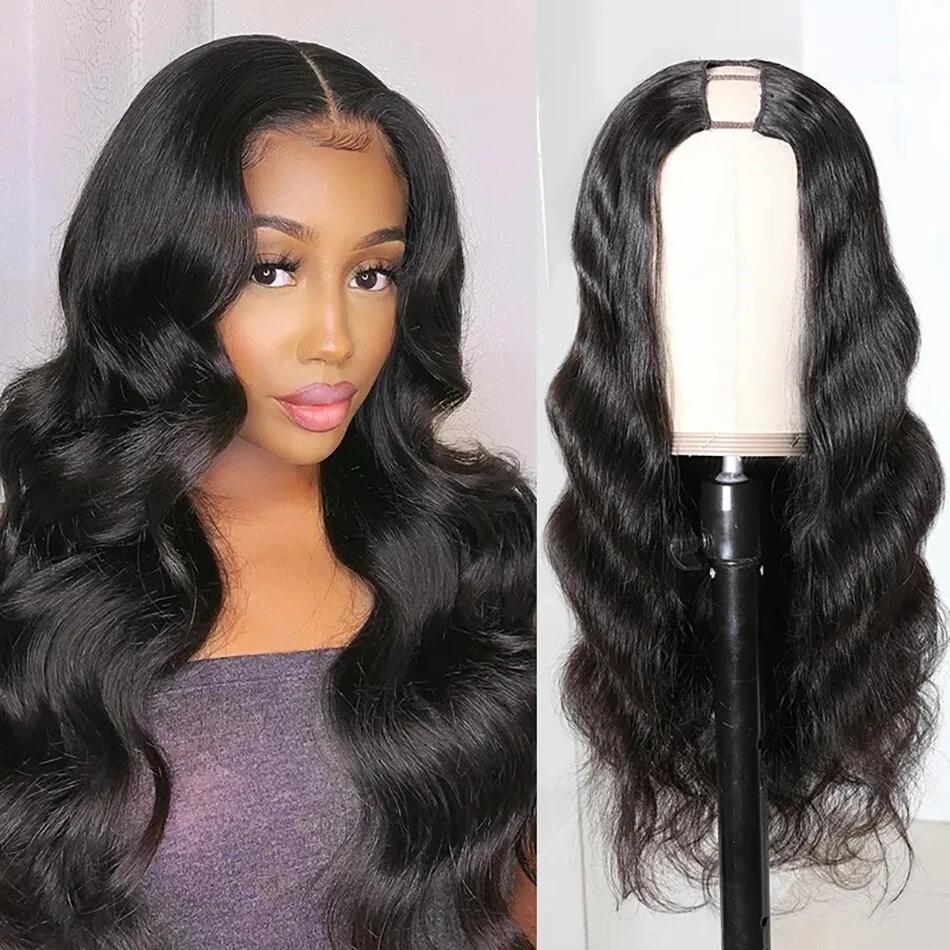 Easy Install Human Hair U Part Wig Body Wave Machine Wigs