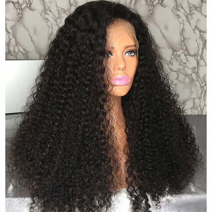 Kinky Curl Transparent Swiss Lace 13x4 Lace Front Wig Human Hair