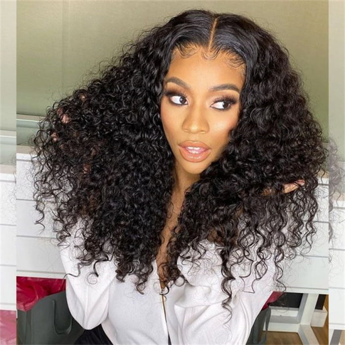 Virgin Human Hair Wigs Deep Wave 13x4 Transparent Lace Frontal Wig