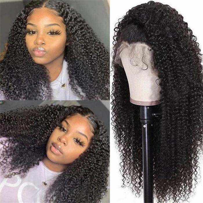 Kinky Curl Transparent Swiss Lace 13x4 Lace Front Wig Human Hair