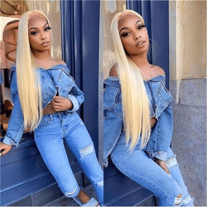 Top Sale Blonde Color 13x4 Lace Frontal Wig Straight Human Hair Wig