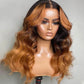 Autumn Color Highlight Ombre Honey Brown Colored Loose Wave 4x4/5x5 Lace Closure Wigs