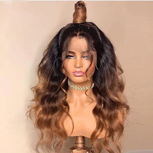 Ombre Honey Brown 13x6 Body Wave Lace Front Glueless Wig