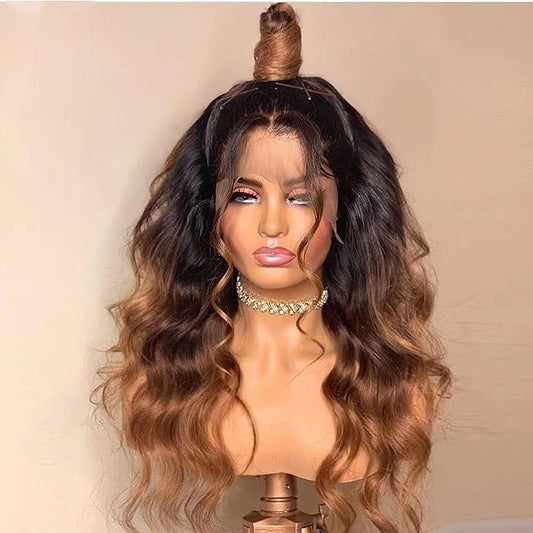 Ombre Honey Brown 13x6 Body Wave Lace Frontal Glueless Wig