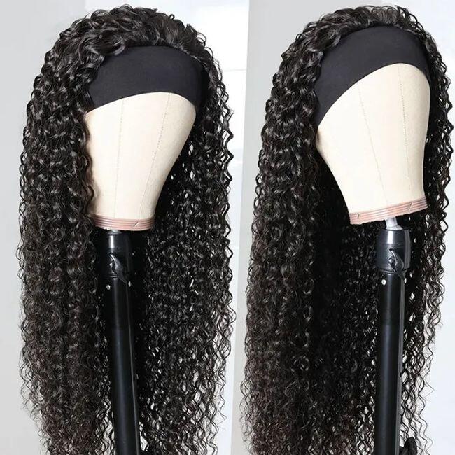 Easy Install Headband Wig Full Density Human Hair Curly Wigs