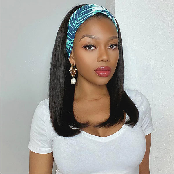Affordable Machine Human Hair Wig Straight Headband Wig Easy To Wear