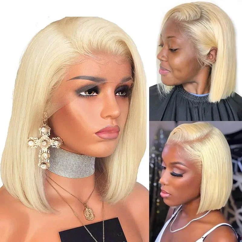 Blonde Color Bob Straight Wig 13x4 Lace Front Wig 4x4 Closure Wig Short Hair