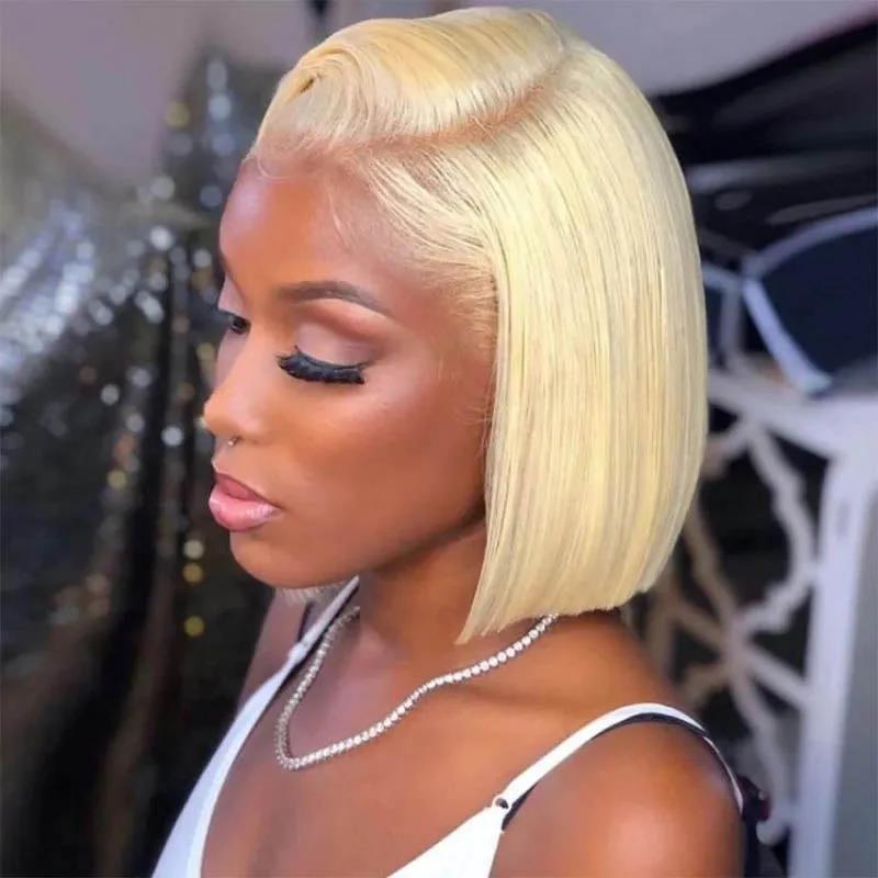 Blonde Color Bob Straight Wig 13x4 Lace Front Wig 4x4 Closure Wig Short Hair
