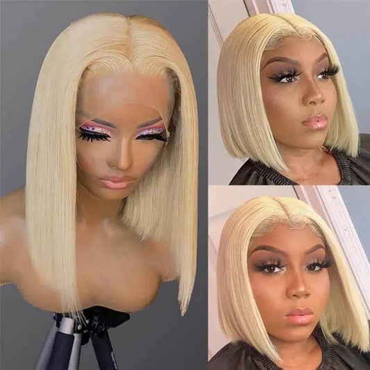 Blonde Color Bob Straight Wig 13x4 Lace Front Wig 4x4 Closure Wig Short Hair