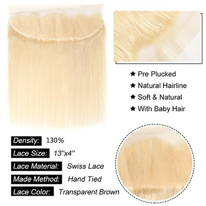 Hot Sale Blonde Color 3 Hair Bundles with 13x4 Lace Frontal Straight Hair