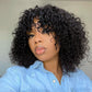 13x4 Bob Curly Wigs With Bang Transparent Lace Human Hair Wigs