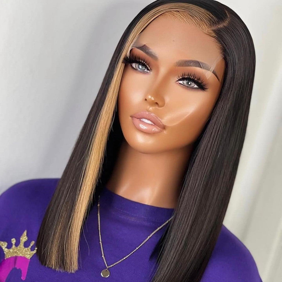 Blunt Cut Straight Highlighted Bob Wig 4x4/5x5 Lace Closure Wig