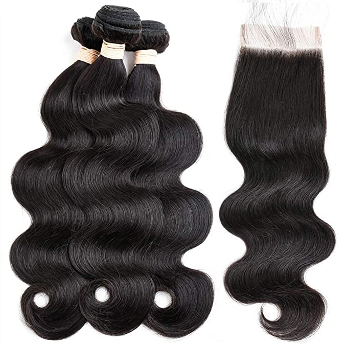 Top Quality Hair Bundles 3Pcs with Transparent/HD 4x4 Lace Closure