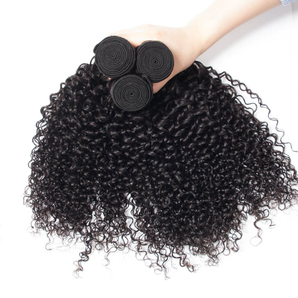 3 Virgin Hair Bundles Curly Hair with Transaprent Lace Frontal HD Lace Frontal