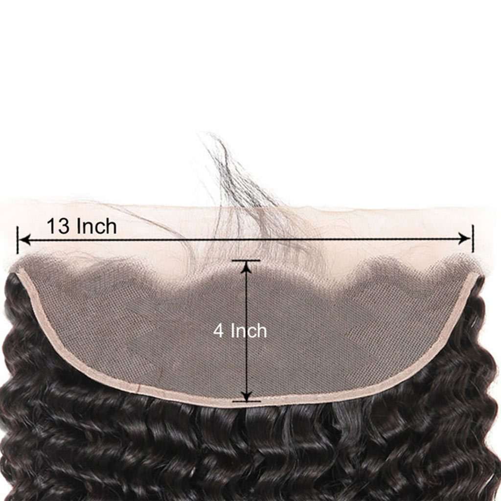 Unprocessed Virgin Hair 3 Bundles Deep Wave with Transparent/HD Lace Frontal