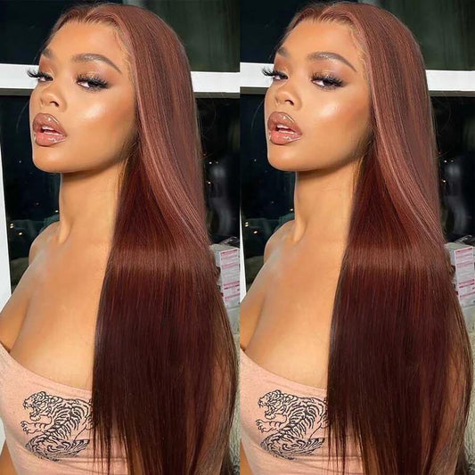 Luxury Chocolate Brown Straight Glueless Wig 13x4 Lace Front Wig/4x4 Closure Wig