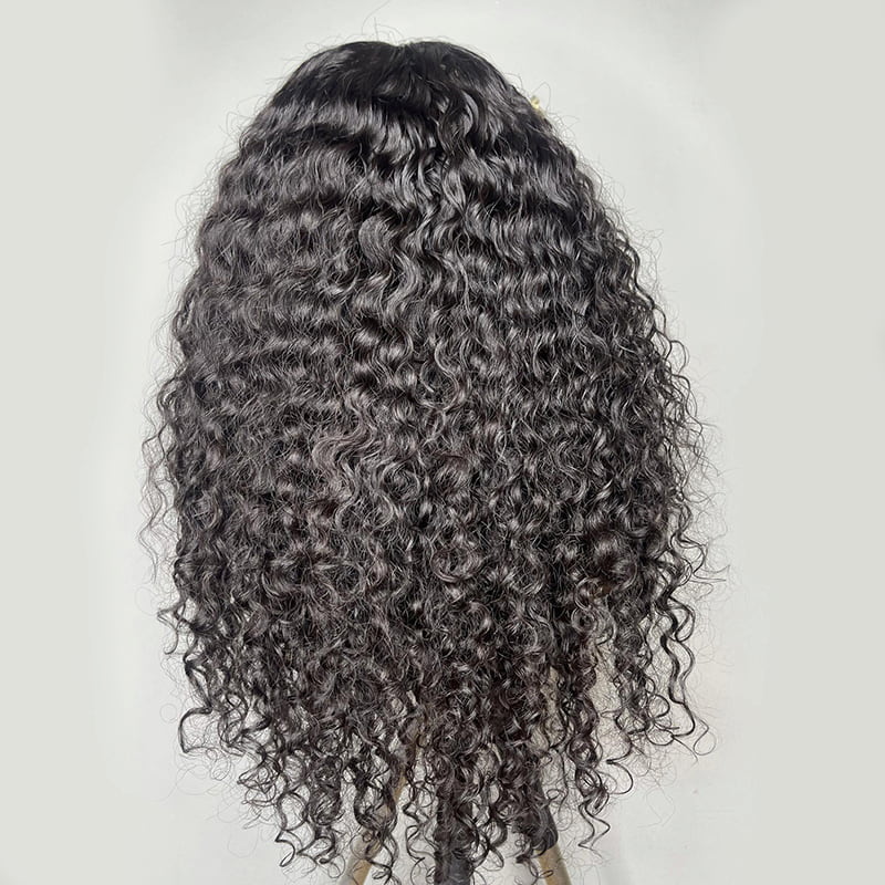 200% Density Curly Human Hair Wigs 13x4 Transparent Swiss Lace Front Wig