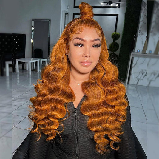 Now Trending! Ginger Orange Body Wave Human Hair 13x4 Lace Front Wig