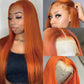 Best Seller Ginger Orange Color Free Style Straight Human Hair 13x4 Lace Wigs