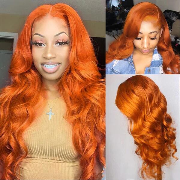 Ginger Orange Body Wave 4x4/5x5 Closure Wig Transparent Lace Glueless Wig