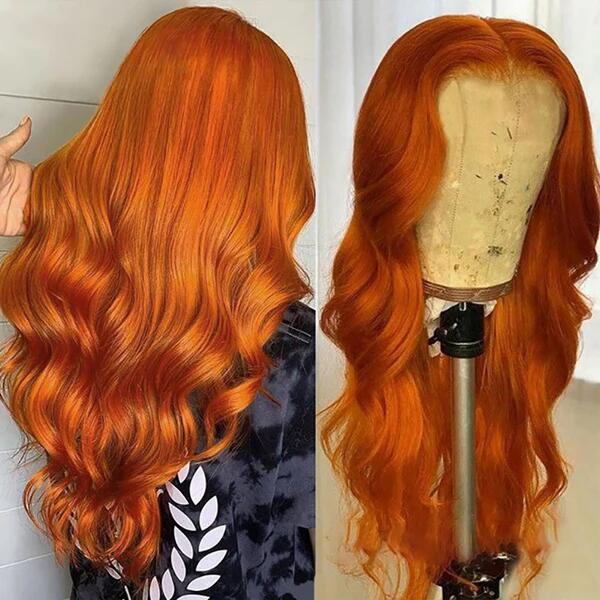Ginger Orange Body Wave 4x4/5x5 Closure Wig Transparent Lace Glueless Wig